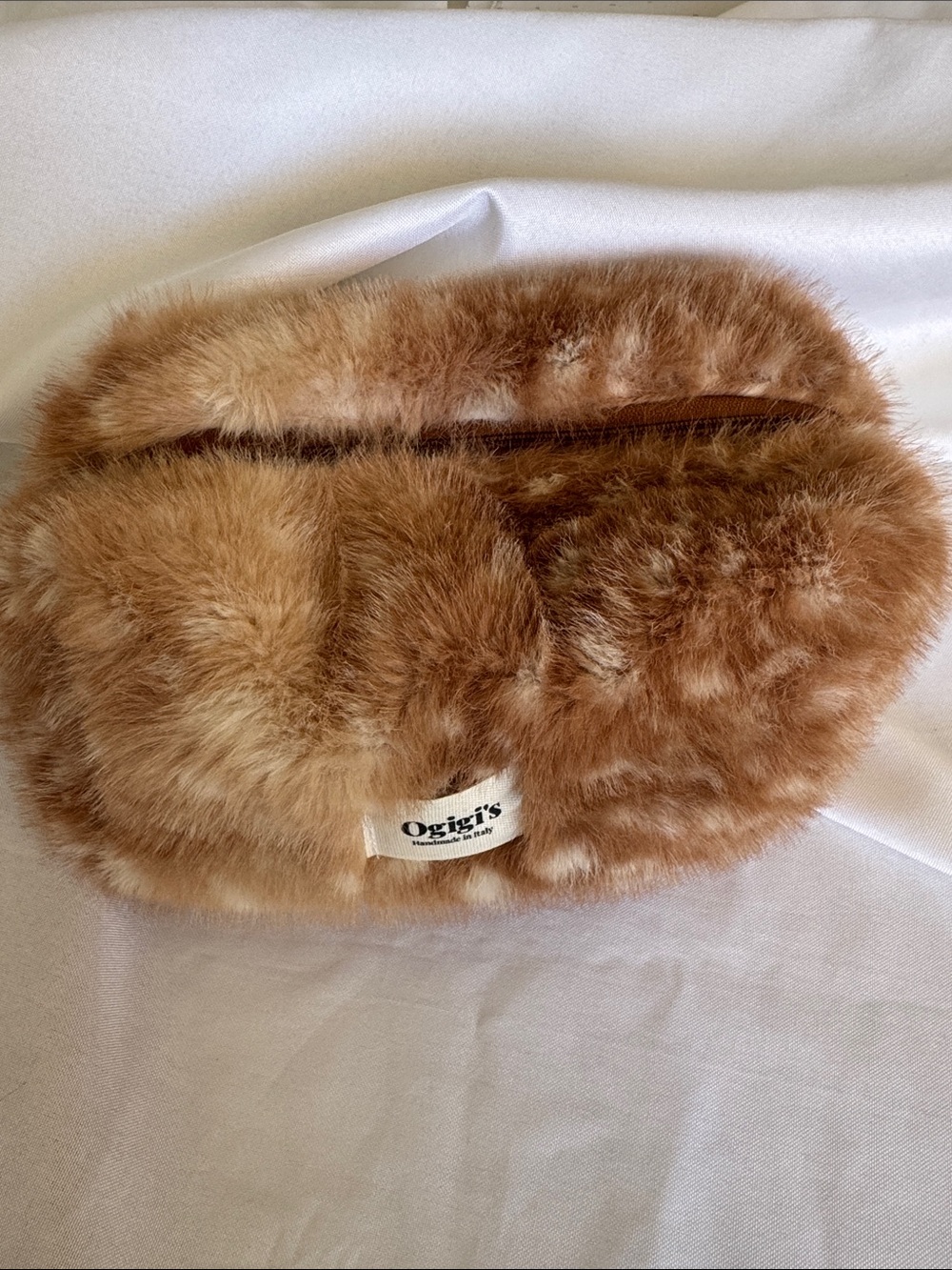 Plush Faux Fur Phone Case Pouch in Light Brown